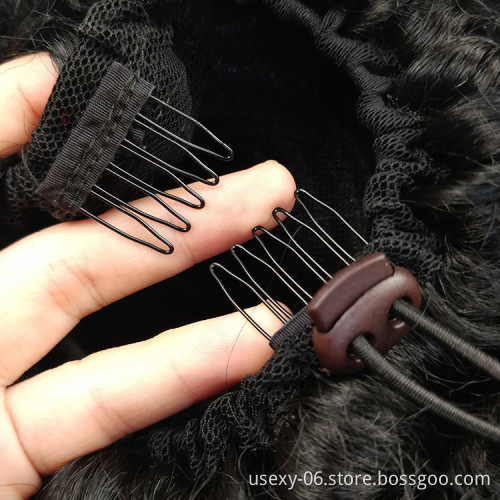 Wholesale Price Black Color Hair Net Drawstring Ponytail Net For Making Ponytail Hair Extension And Hair Buns